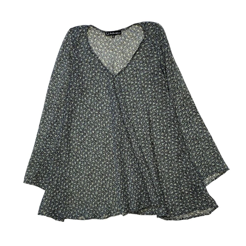 For Love and Lemons Blue Floral Daytripper Sheer Tunic